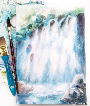 Мастер-класс по рисованию акварелью. Пейзаж «Горный водопад»