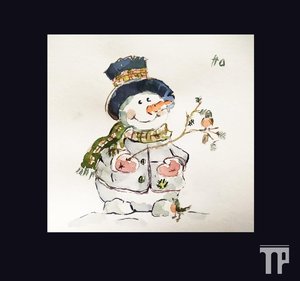 Мастер-класс по акварельному скетчингу «Новогодняя открытка со снеговиком»