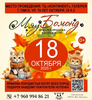 Ярмарка-продажа котят 18 октября 2025